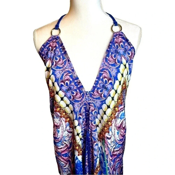 WOMENS Maxi High-low Halter Handkerchief Long Dress - Picture 2 of 11